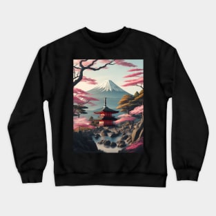 Serene Mount Fuji Sunset - Peaceful River Scenery Crewneck Sweatshirt